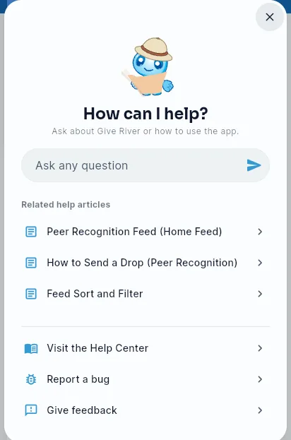 The Ask Ugo help panel, with the question field, page-relevant Related help articles, and links to the Help Center, bug reports, and feedback.