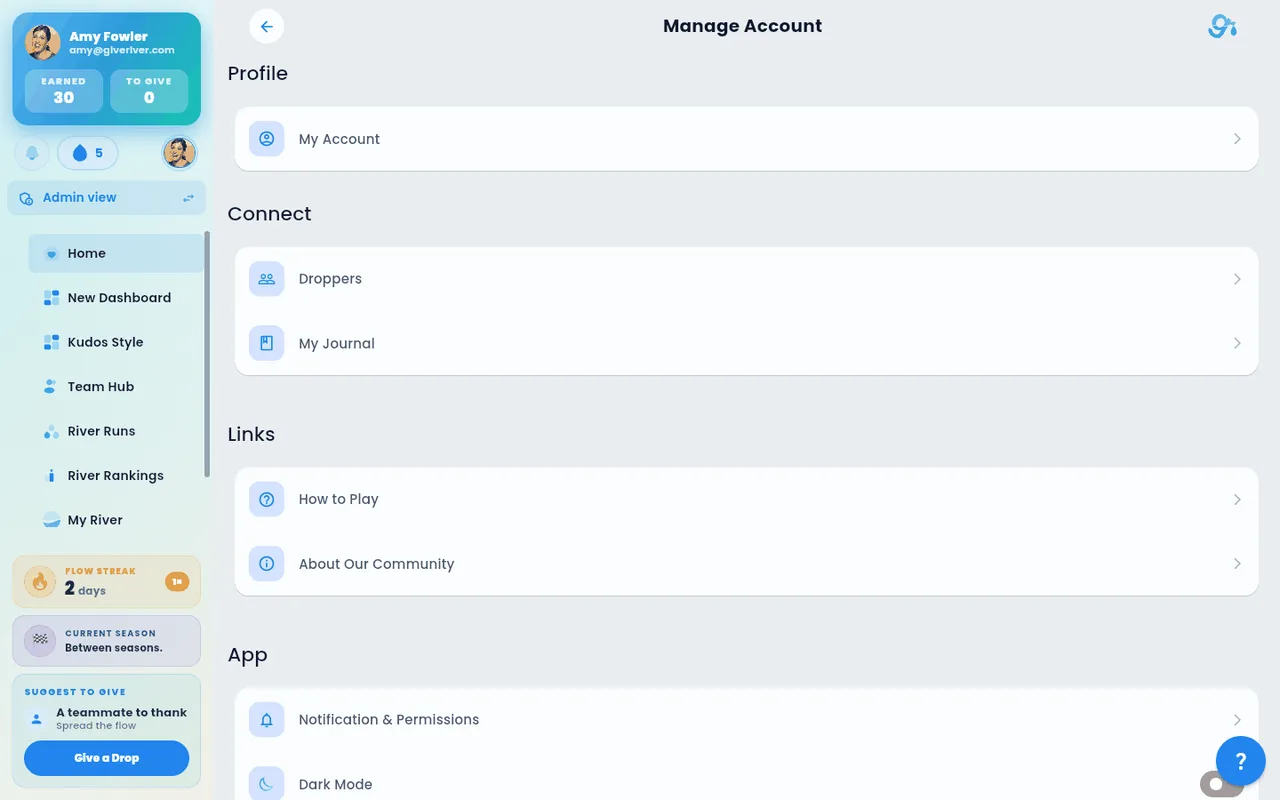 The settings screen containing privacy, visibility and blocked-user controls.