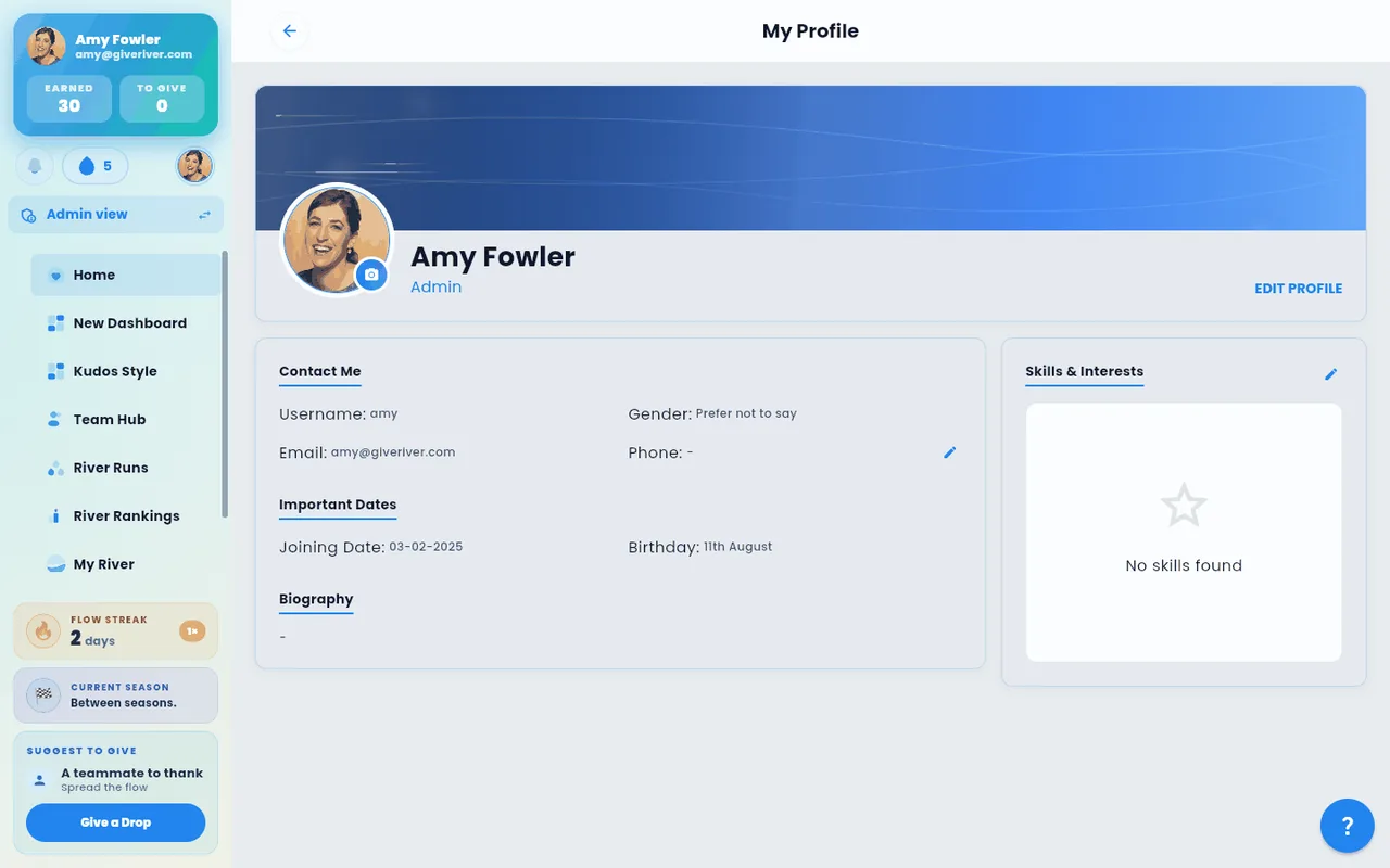 A member profile showing the photo, name, stats and the posts and mentions tabs.