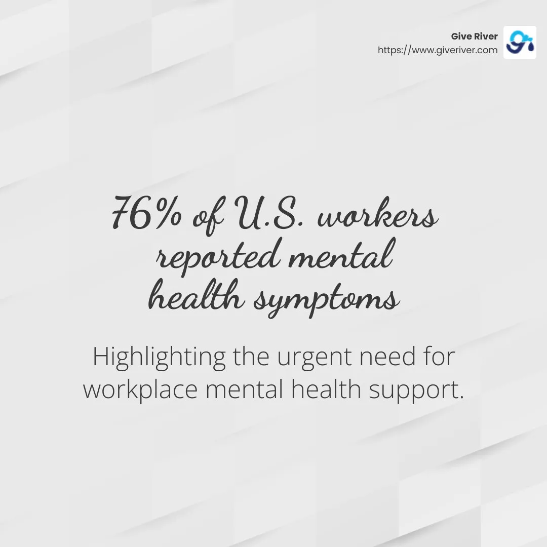 76% of U.S. workers reported mental health symptoms - workplace wellbeing solutions infographic simple-stat-light
