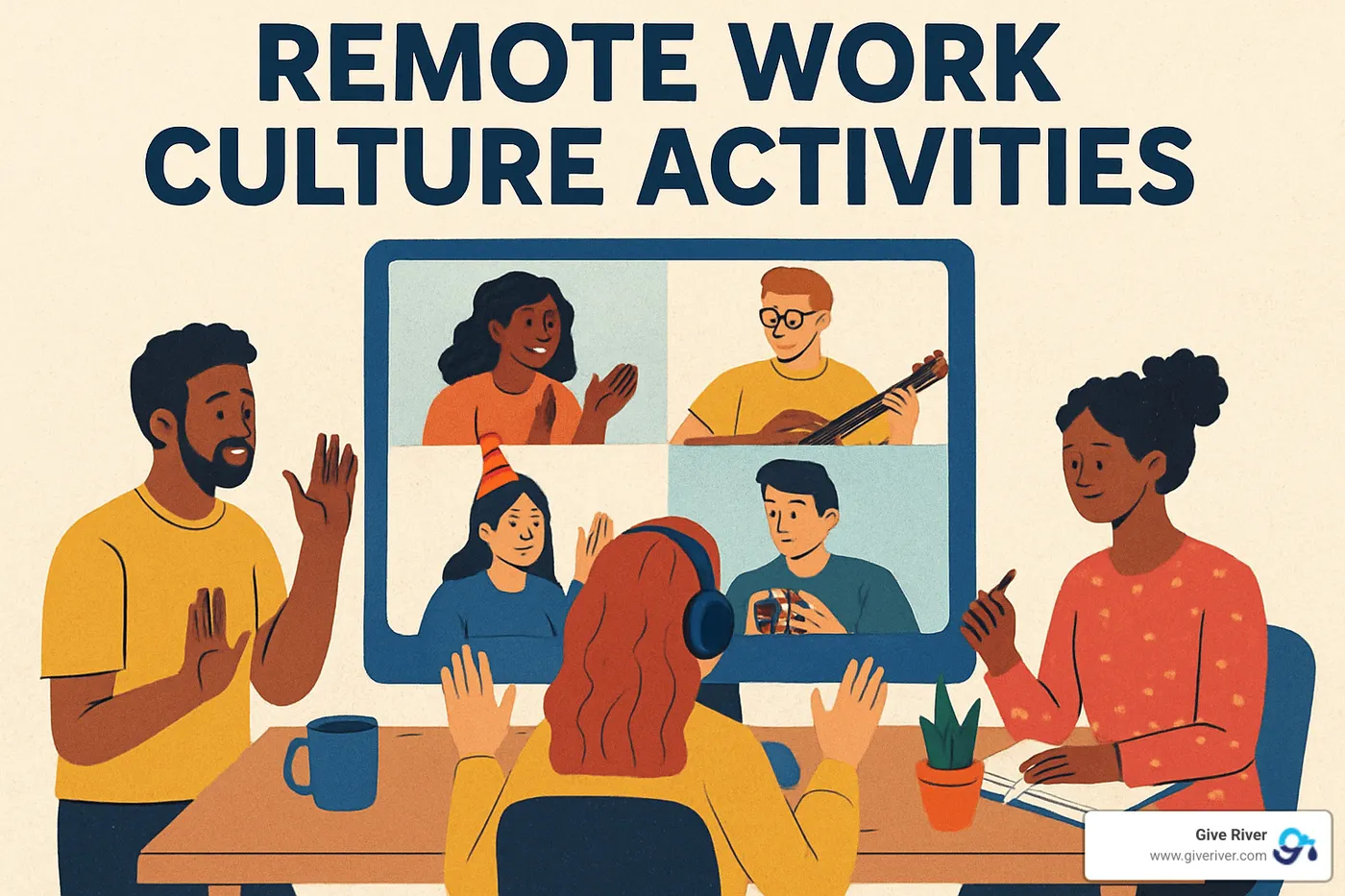 Dashboard showing culture KPIs including participation rates, engagement scores, and retention metrics - remote work culture activities
