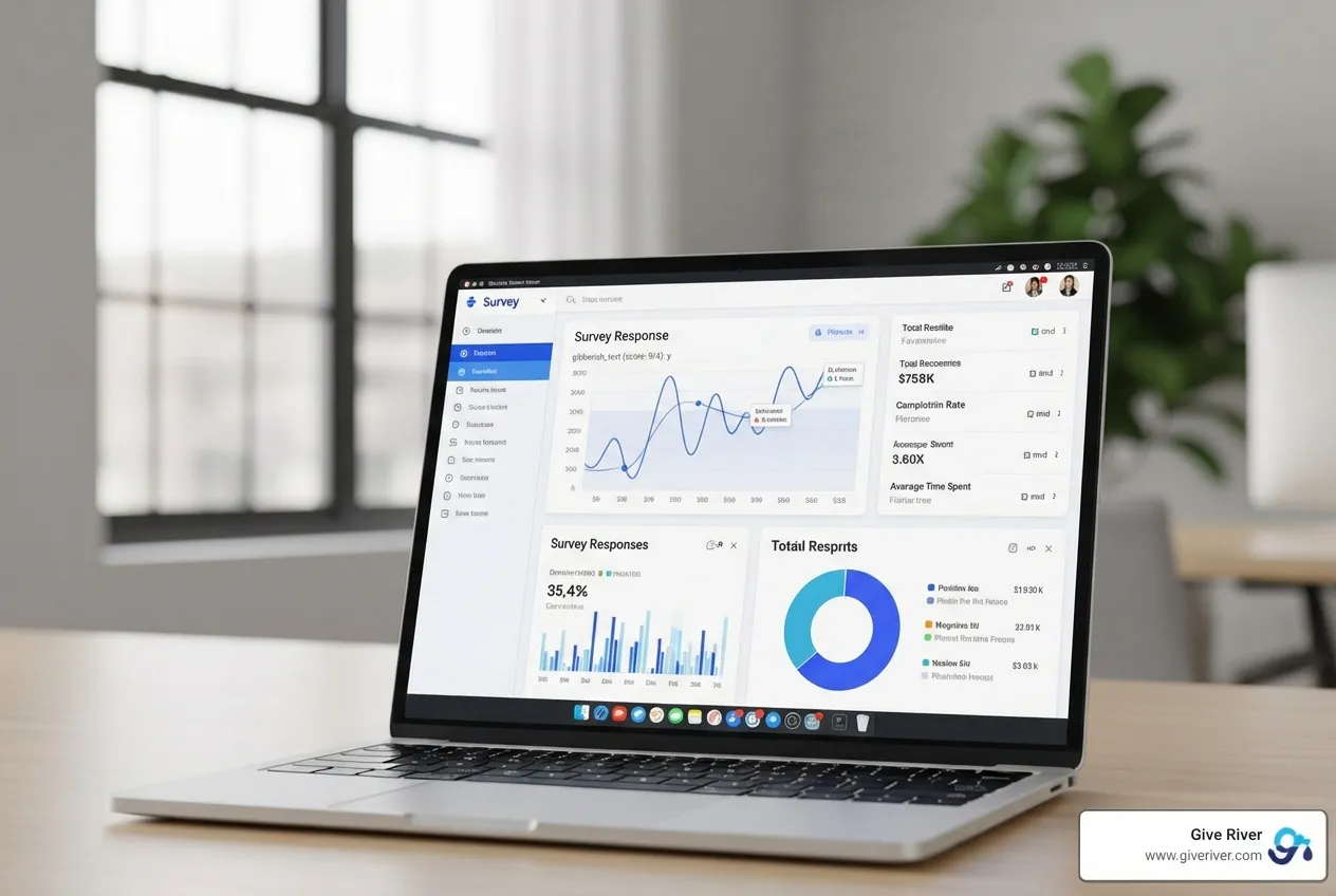 clean, modern survey tool dashboard on a laptop screen - employee satisfaction survey tool